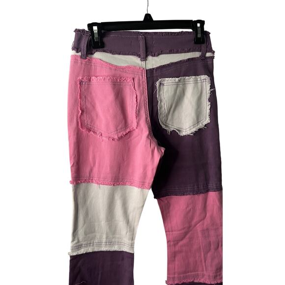 Mazik Flare Leg Bell bottom Jeans Distressed pink and purple Medium - Picture 6 of 11